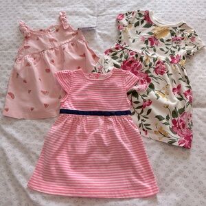 Girls 2T and 24 Months Bundle Old Navy Floral Dress And Two NWT Carters Dresses